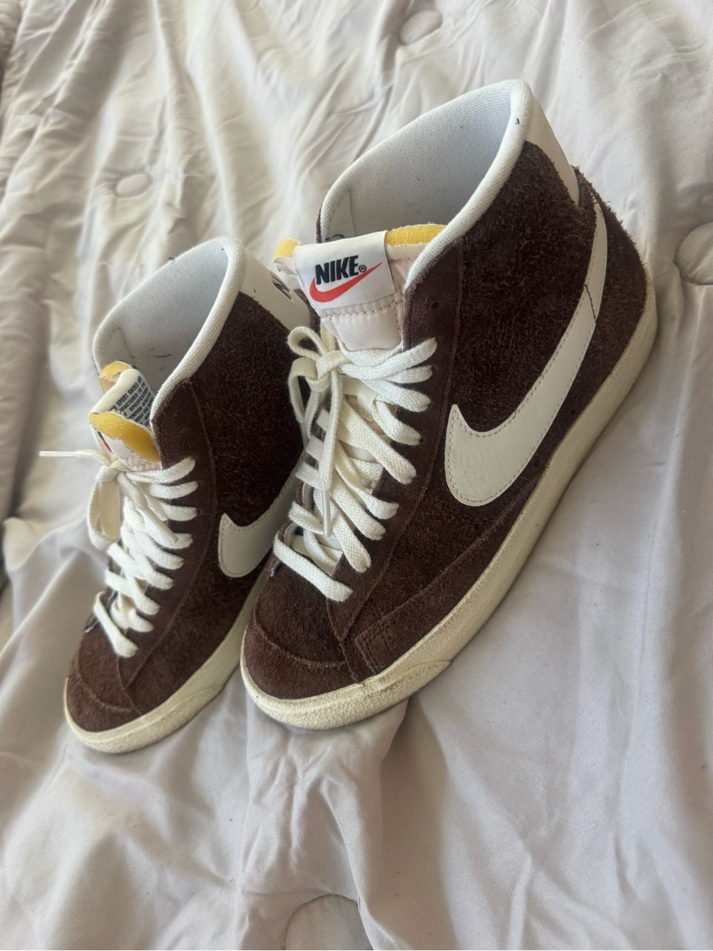 Nike Brown and White High-Top Athletic Shoes